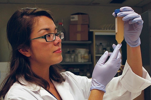 female student working in UIC lab